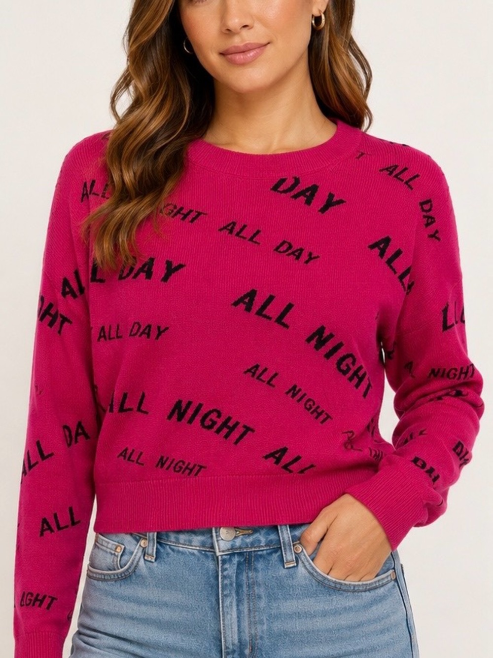 14. Bar III Fuchsia Knit 'All Day All Night' Pullover